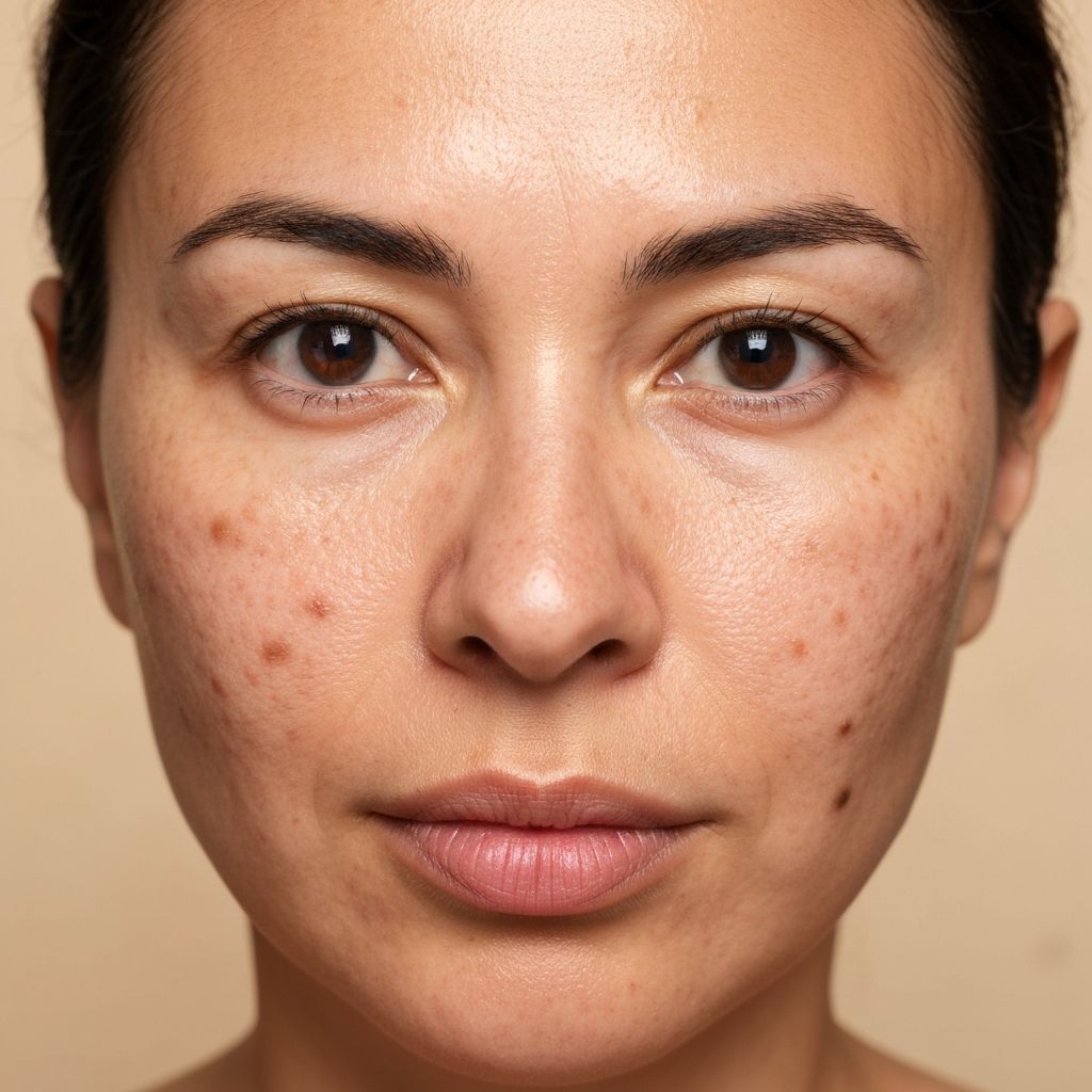 Client skin before dark spot treatment showing uneven tone and visible spots